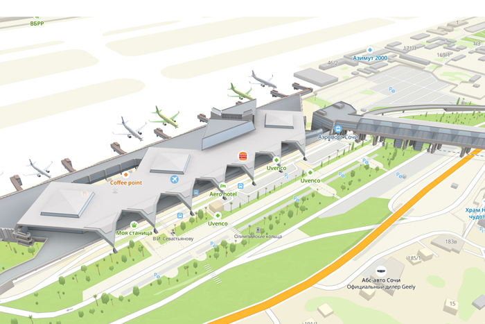 Аэропорт Сочи первым в России получил реалистичную 3D-модель на картах